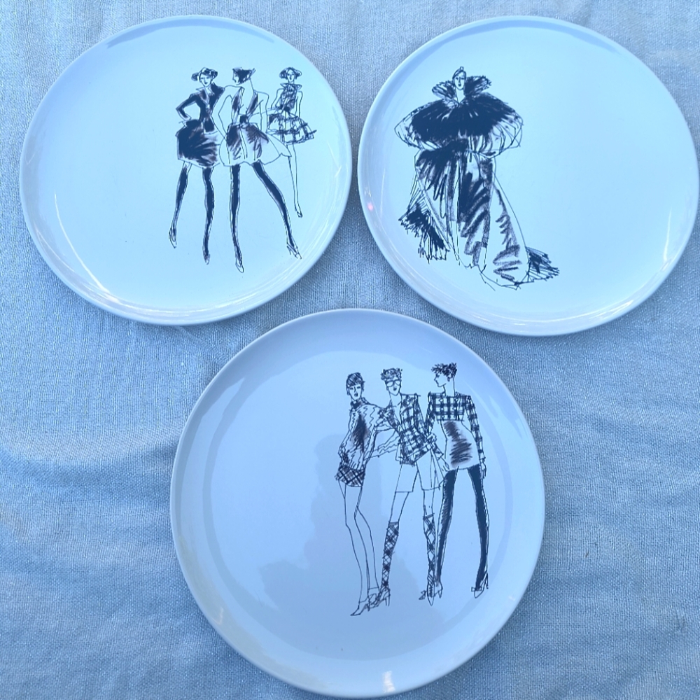 Set of 3 Working Class Studio SCAD Couture Design Illus. by Ben Morris Plates
